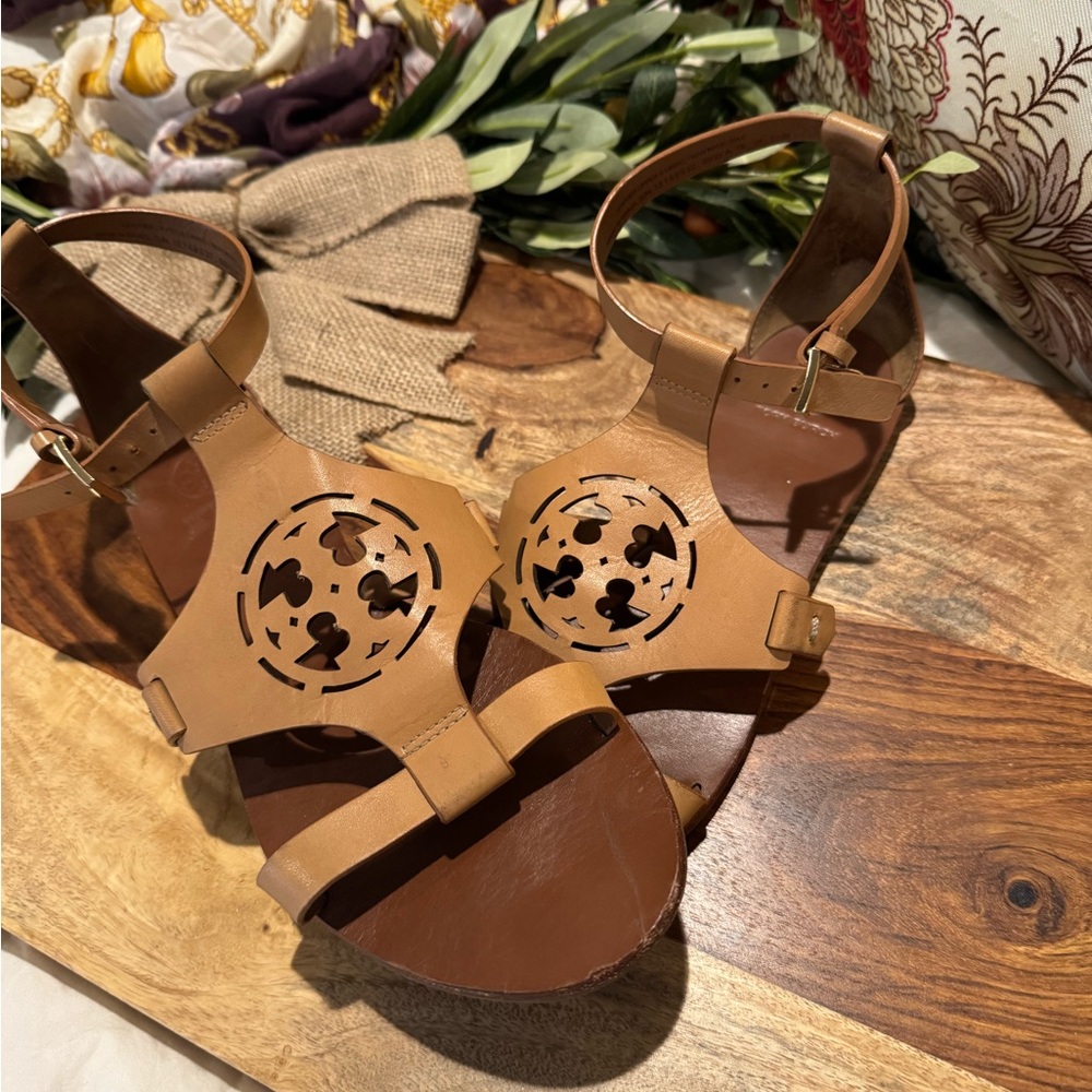 Tory Burch Tan Sandals with Decorative Straps